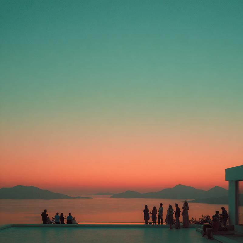 Group watching the sunset together