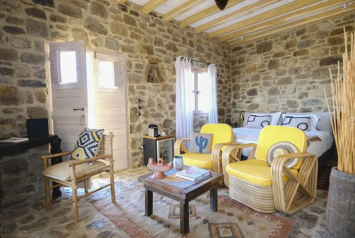 Villa Megalo — stone cottage sitting room